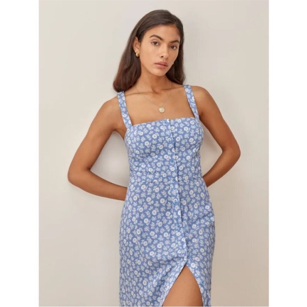 Reformation Virgil Midi Blue Floral Dress - Remi - Picture 5 of 7